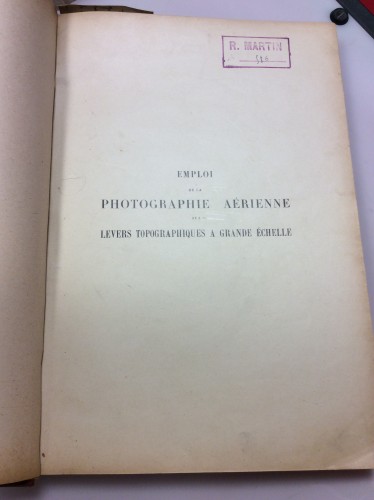 Libro 'Emploi de la photographie aérienne aux levers topographiques a grande échelle' (Frances)