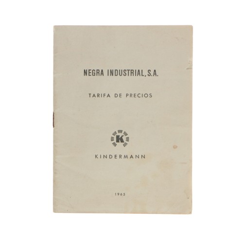 Cuaderno tarifa de precios kindermann Negra Industrial 1965 (español)