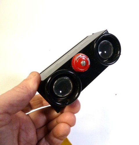 Stereo viewer, slide, achromatic lens - focus, metal