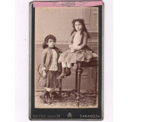 Portrait Carte de deux filles visite Coyne (Zaragoza)