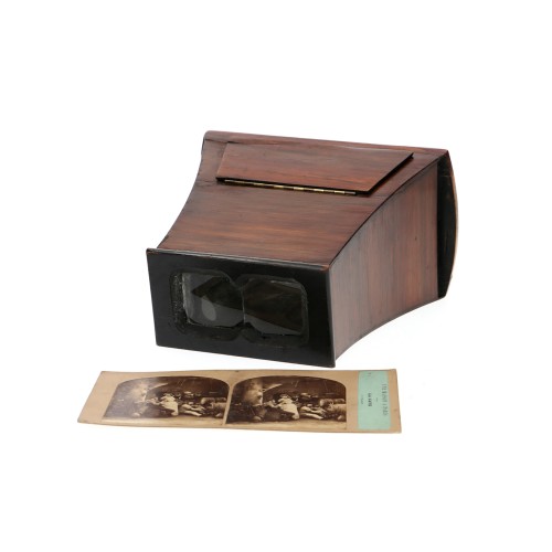 Stereo viewer mahogany wood 7x14cm