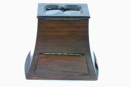 Stereo viewer mahogany wood 7x14cm