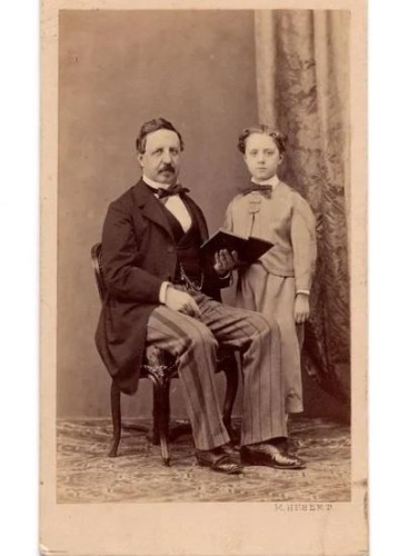 Carte de visite retrato maestro  y niño - M. de Herbert