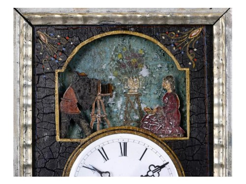 Automaton clock Black Forest with photo studio