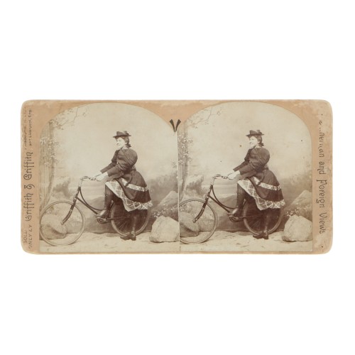 1890 cardboard stereo view Pretty Girl Firffith & Griffith