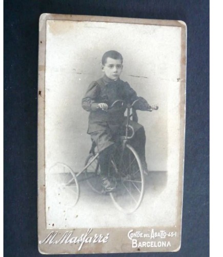 Carte de visite tricycle enfant. La photographie . M. Masfarré. Barcelone 50