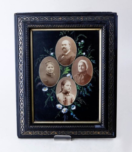 Matted family portrait hand painted P. Lacour