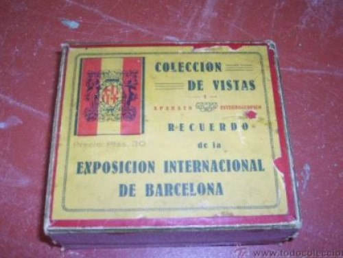 Viewer stéréo avec vue sur Barcelone Exposition internationale 1929
