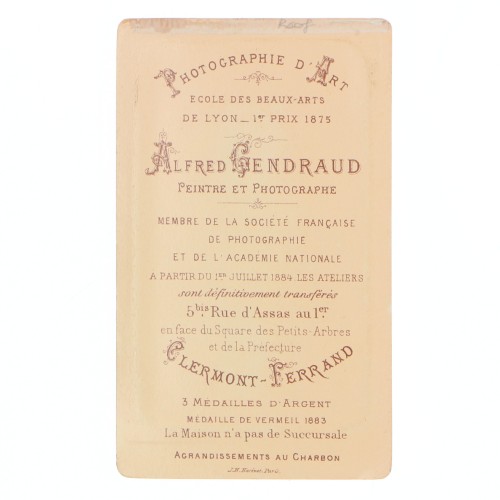 Carte de Visite Fotografo A.Gendraud