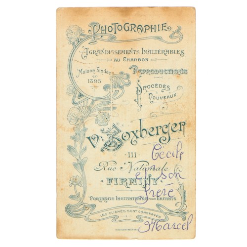 Carte de Visite Fotografo V.Boxberger