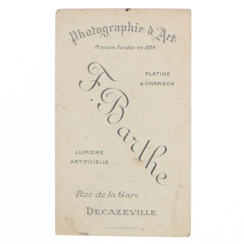 Carte de Visite Fotografo F.Barthe