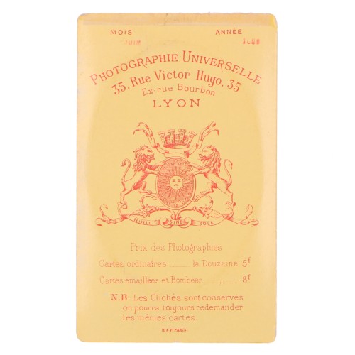 Carte de Visite Fotografo Photographie Universelle