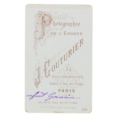 Carte de Visite Fotografo J.Couturier