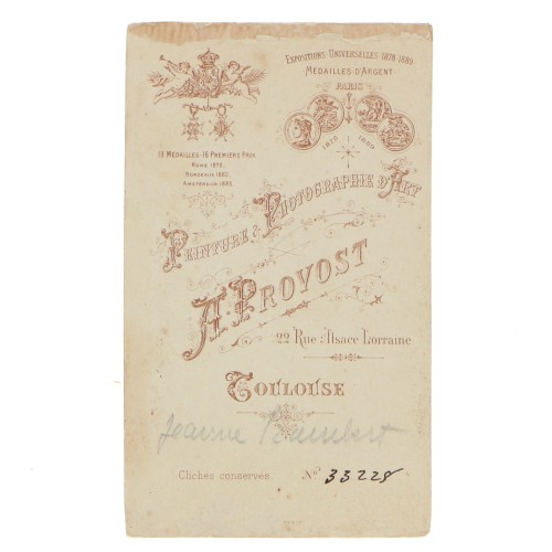 Carte de Visite Fotografo A.Provost