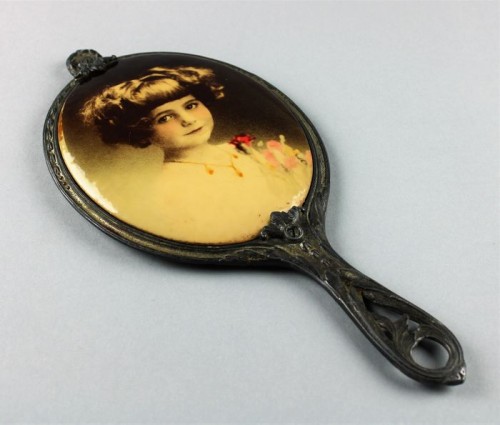 Espejo de mano del siglo XIX con imagen fotográfica