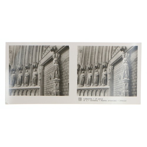 Vista estereoscopica Tarragona 1ªSerie nº4; catedral y puerta principal