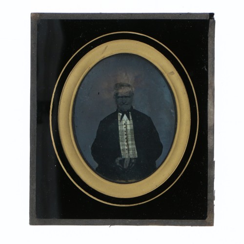 Ambrotipo retrato hombre enmarcado de vidrio al colodión