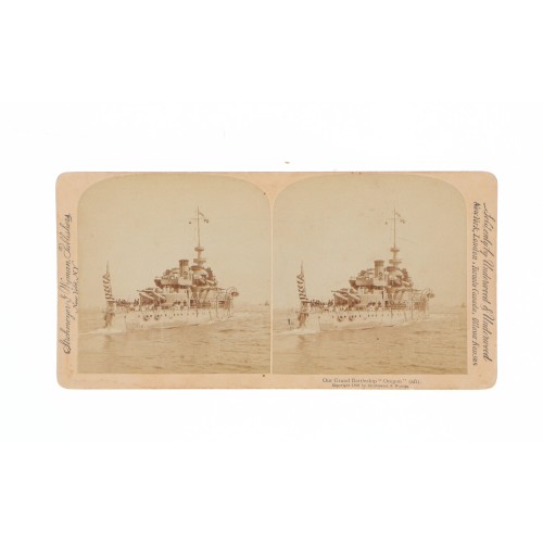 Vista estereoscopica Strohmeyer & Wyman "Our grand battleship" Underwood & Underwood