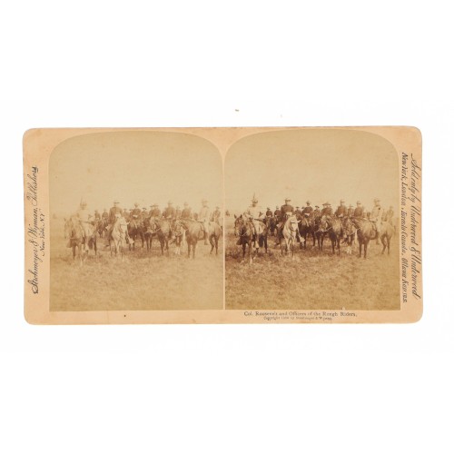 Vista estereoscopica Strohmeyer & Wyman "Col. Roosvelt and Officers of the rough riders" Underwood & Underwood