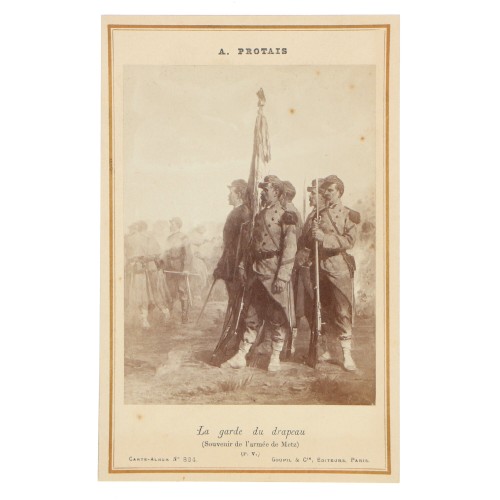 Carte de Visite Fotografo A.Protais "La garde du drapeau"