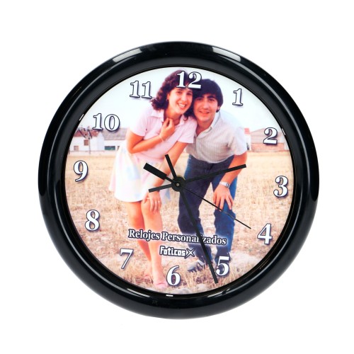 Reloj personalizado primera foto de 1983 Jesus y Eva en Gallur.