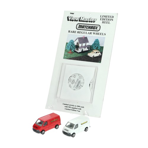 Disco viewmaster limitado con dos modelos de Matchbox Ford Transit  edición limitada