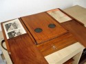 Stereo viewer wooden table Grafoscopio 1880