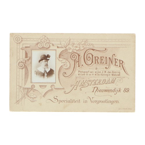 Tarjeta con la lista de precios en el reverso de Albert Greiner (1833-1890)