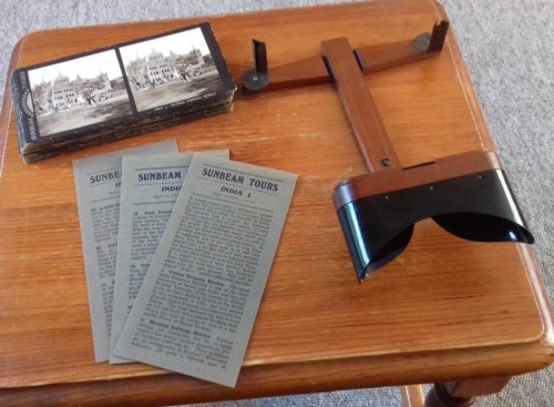 Stereo viewer with original case and 36 stereo views of the Indian