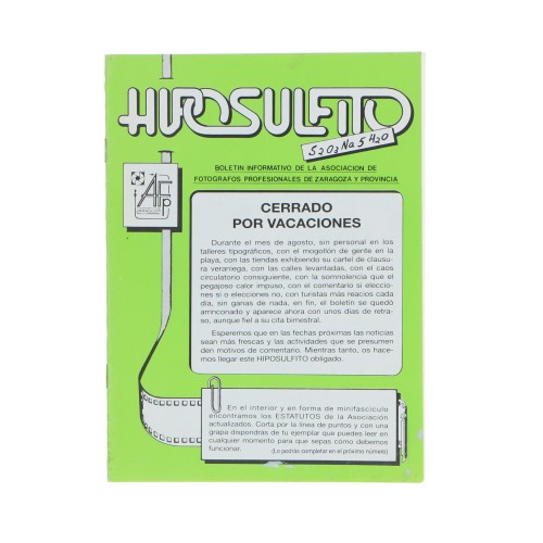 Revista Hiposulfito de la Asociación de Fotógrafos de Zaragoza y provincia