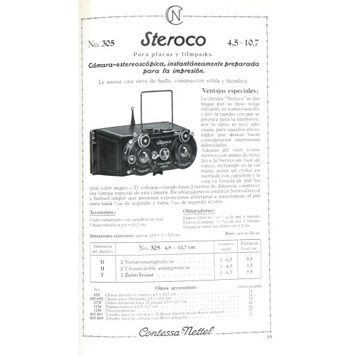 Cámara estéreo Contessa-Nettel "Steroco" 45x107mm