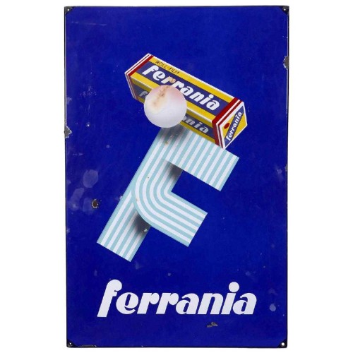 1950 poster advertising enameled Ferrania