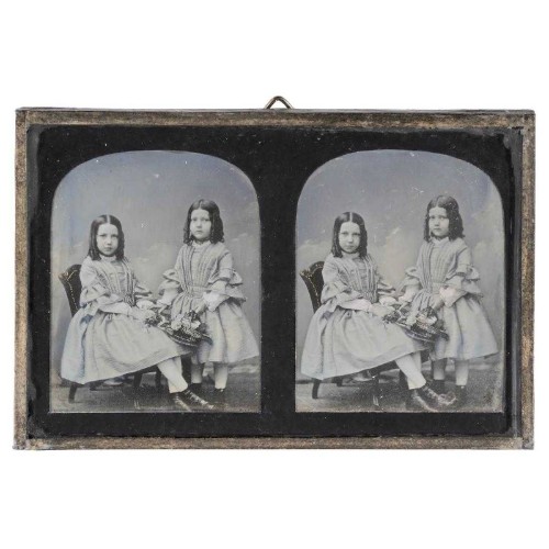 Daguerreotype portrait of twin stereo