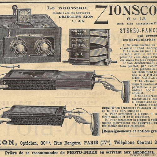 Cámara estéreo Zion Zionscope 1910 con visor