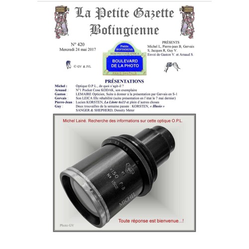 Revista 'La Petite Gazette Bofingienne' Nº 420 - 24 mayo 2017